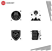 Stock Vector Icon Pack mit 4 Zeilenzeichen und Symbolen für Plug Insurance IOT Idea Security editierbare Vektordesign-Elemente