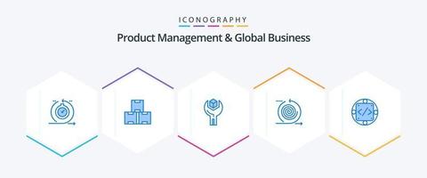 produkt managment och global företag 25 blå ikon packa Inklusive förvaltning. cykler. stock. företag. sdk vektor