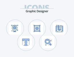 Grafikdesigner blau Icon Pack 5 Icon Design. Bauplan erstellen. Blatt. Kunstwerk. Papier. Würfel vektor