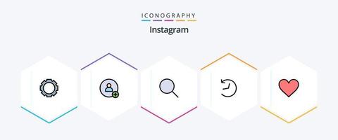 Instagram 25 Filledline Icon Pack inklusive . wie. setzt. Schnittstelle. Liebe vektor