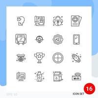16 Benutzeroberflächen-Gliederungspaket mit modernen Zeichen und Symbolen von LKW-Lieferingenieur-Reisedokumenten, editierbare Vektordesign-Elemente vektor