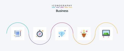 företag platt 5 ikon packa Inklusive dekoration. Foto. diamant. ram. pengar vektor