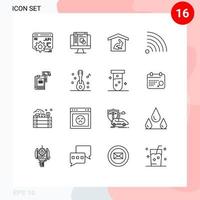 Packung mit 16 modernen Umrisszeichen und Symbolen für Web-Printmedien wie Hammerauktion Osteraktion rss editierbare Vektordesign-Elemente vektor