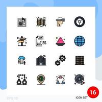 uppsättning av 16 modern ui ikoner symboler tecken för riktning företag vete mekanik teknologi redigerbar kreativ vektor design element