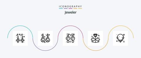 smycke linje 5 ikon packa Inklusive diamant. juvel. örhängen. pärla. vektor