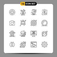 16 kreativ ikoner modern tecken och symboler av bild bild Nyheter kamera strategi redigerbar vektor design element