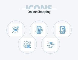 Online-Shopping blau Icon Pack 5 Icon Design. Befehl. Einkaufen. Geschäft. Zahlung. Banken vektor