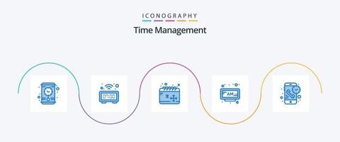 Zeitmanagement Blue 5 Icon Pack inklusive Telefon. Forderung. kalt. Zeit. Bin vektor