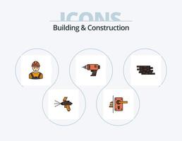 byggnad och konstruktion linje fylld ikon packa 5 ikon design. Färg. måla. verktyg. tegelstenar. vägg vektor