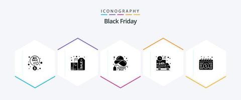 Black Friday 25 Glyphen-Icon-Pack inklusive Versand. Lieferung. gegenwärtig. Auto. Verkauf vektor