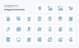 25 Ökologie und Umwelt blau Icon Pack vektor