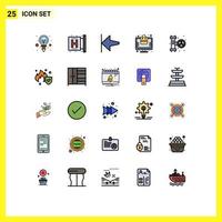 25 universell gefüllte flache Farbzeichen Symbole von Klempner-Online-Gesundheits-Einkaufsauftrag genehmigte editierbare Vektordesign-Elemente vektor