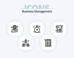 Business Management Line Icon Pack 5 Icon-Design. Datei. Geschäft. Diagramm. Management. Flagge vektor