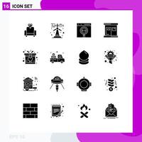 modern uppsättning av 16 fast glyfer pictograph av kärlek wellness browser spa varm redigerbar vektor design element