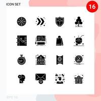 16 universell fast glyf tecken symboler av telefon träd multimedia vår natur redigerbar vektor design element