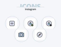 Instagram linje fylld ikon packa 5 ikon design. . dela med sig. Twitter. set. tidslinje vektor