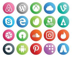 20 Social Media Icon Pack inklusive Instagram Sound Edge Soundcloud Dribbble vektor