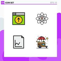 Mobile Schnittstelle Filledline Flat Color Set aus 4 Piktogrammen von Upload Analytics Design Scince Graph editierbare Vektordesign-Elemente vektor
