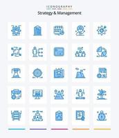 kreativ strategi och förvaltning 25 blå ikon packa sådan som Diagram. användare. dokumentera. pil. datum vektor