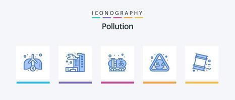 förorening blå 5 ikon packa Inklusive . sopor. tank. miljö. avfall. kreativ ikoner design vektor