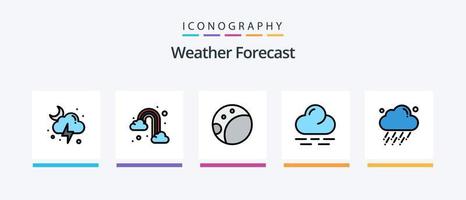 Wetterlinie gefüllt 5 Icon Pack inklusive Wetter. Wolke. Wetter. Wind. Pfeil. kreatives Symboldesign vektor