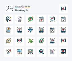 data analys 25 linje fylld ikon packa Inklusive företag. Graf. Rapportera. databas. Graf vektor