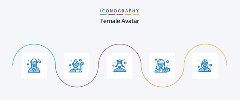 kvinna avatar blå 5 ikon packa Inklusive profil. kamera. golfspelare. avatar. studerande vektor