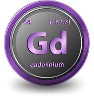 Gadolinium chemisches Element. chemisches Symbol mit Ordnungszahl und Atommasse. vektor