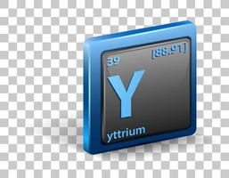 yttrium kemiskt element. kemisk symbol med atomnummer och atommassa. vektor