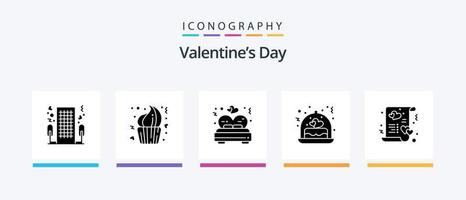 Valentinstag Glyphe 5 Icon Pack inklusive Geschenk. Liebe. Tag. Kuchen. Valentinstag. kreatives Symboldesign vektor