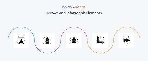 pil glyf 5 ikon packa Inklusive . pil. framåt- vektor