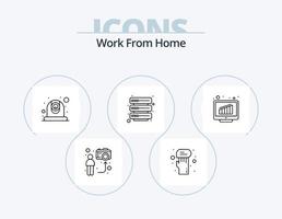 Arbeit von zu Hause aus Line Icon Pack 5 Icon Design. Hausaufgaben. Von zuhause aus arbeiten. Nachricht. Sofa. Management vektor