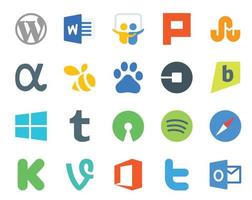 20 Social Media Icon Pack inklusive Safari Open Source Baidu Tumblr Brightkite vektor