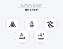 Spa und Relax Line Icon Pack 5 Icon Design. Gesundheit. Wohlbefinden. Massage. Tee. Tasse vektor