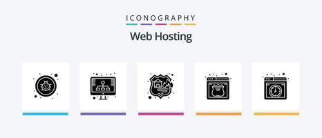 Webhosting Glyph 5 Icon Pack inklusive Hosting. Netz. Firewall. Service. Bewirtung. kreatives Symboldesign vektor