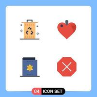 Flaches Icon-Paket mit 4 universellen Symbolen von bin Harry Potter Power Heart Magic Book editierbare Vektordesign-Elemente