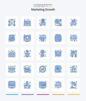 kreatives Marketingwachstum 25 blaues Symbolpaket wie Marketing. Suchmaschine. Marketing. Strategie. Wachstum vektor