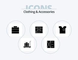 Kläder och Tillbehör glyf ikon packa 5 ikon design. t skjorta. mode. Skodon. Kläder. plånbok vektor