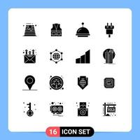 16 kreative Symbole, moderne Zeichen und Symbole für elektrische Reparaturkabel der Post, bearbeitbare Vektordesign-Elemente vektor