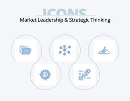 marknadsföra ledarskap och strategisk tänkande blå ikon packa 5 ikon design. . social. relevant. internet. säker vektor