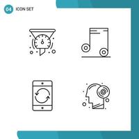 Gruppe von 4 modernen Filledline-Flachfarben für bearbeitbare Vektordesign-Elemente für Filter-Handy-Tachometer-Audiogeräte vektor