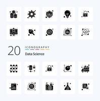 20 Data Science Solid Glyph Icon Pack wie Tortendiagramm-Graph-Server-Chart-Server vektor