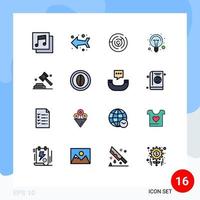 uppsättning av 16 modern ui ikoner symboler tecken för kampanj politik labyrint ljus Glödlampa idéer redigerbar kreativ vektor design element