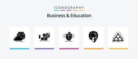 företag och utbildning glyf 5 ikon packa Inklusive hjälp. nödsituation. uppnå. säker. medicinsk. kreativ ikoner design vektor