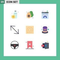 Aktienvektor-Icon-Pack mit 9 Zeilenzeichen und Symbolen für Blockecke gesundes Essen Pfeilmanagement editierbare Vektordesign-Elemente vektor