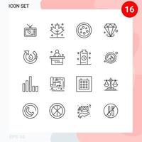 uppsättning av 16 kommersiell konturer packa för ekologi Smycken kemi investering diamonf redigerbar vektor design element