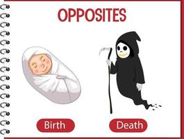 motsatta ord med födelse och död vektor