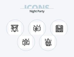 Nachtparty-Line-Icon-Pack 5 Icon-Design. Party. Feier. Party. Lautsprecher. Nacht vektor