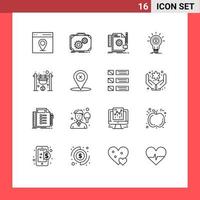 16 thematische Vektorskizzen und bearbeitbare Symbole für Geld, Finanzarbeit, Finanzen, Feedback, bearbeitbare Vektordesign-Elemente vektor