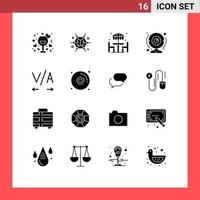 uppsättning av 16 modern ui ikoner symboler tecken för dator kamera brainstorming kam middag redigerbar vektor design element